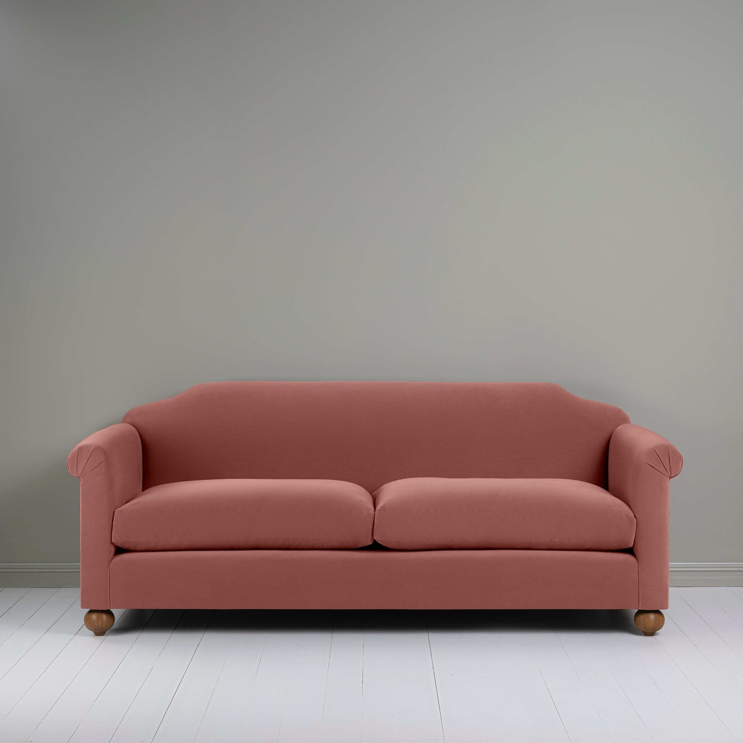 Dolittle 4 seater Sofa in Intelligent Velvet Damson, Front View - Nicola Harding