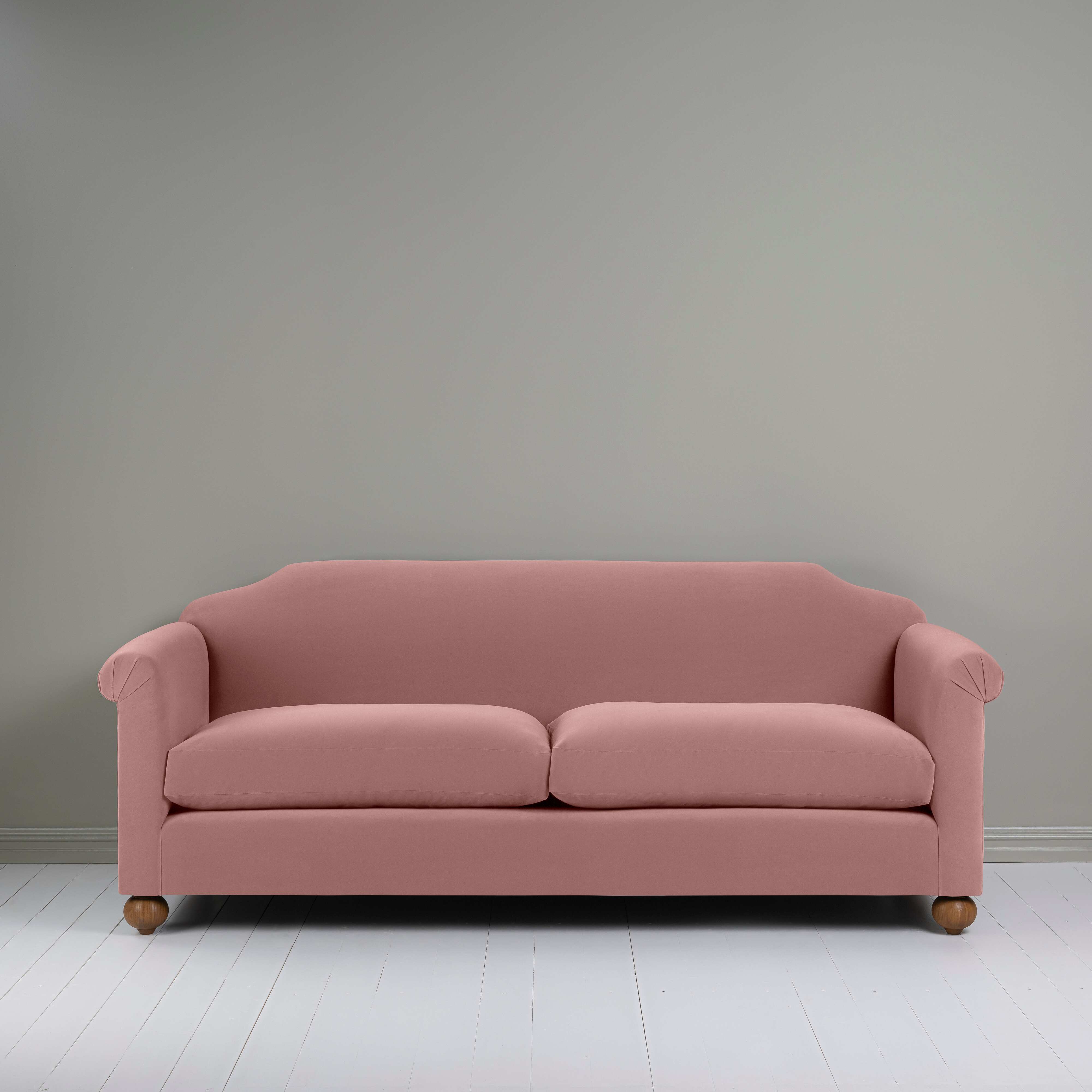  Dolittle 4 seater Sofa in Intelligent Velvet Rose, Front View - Nicola Harding 