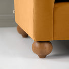  Dolittle 4 seater Sofa in Intelligent Velvet Spice, Round Wooden Feet Closeup  - Nicola Harding 
