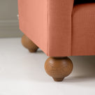  Dolittle 4 seater Sofa in Laidback Linen Cayenne, Round Wooden Feet Closeup - Nicola Harding 