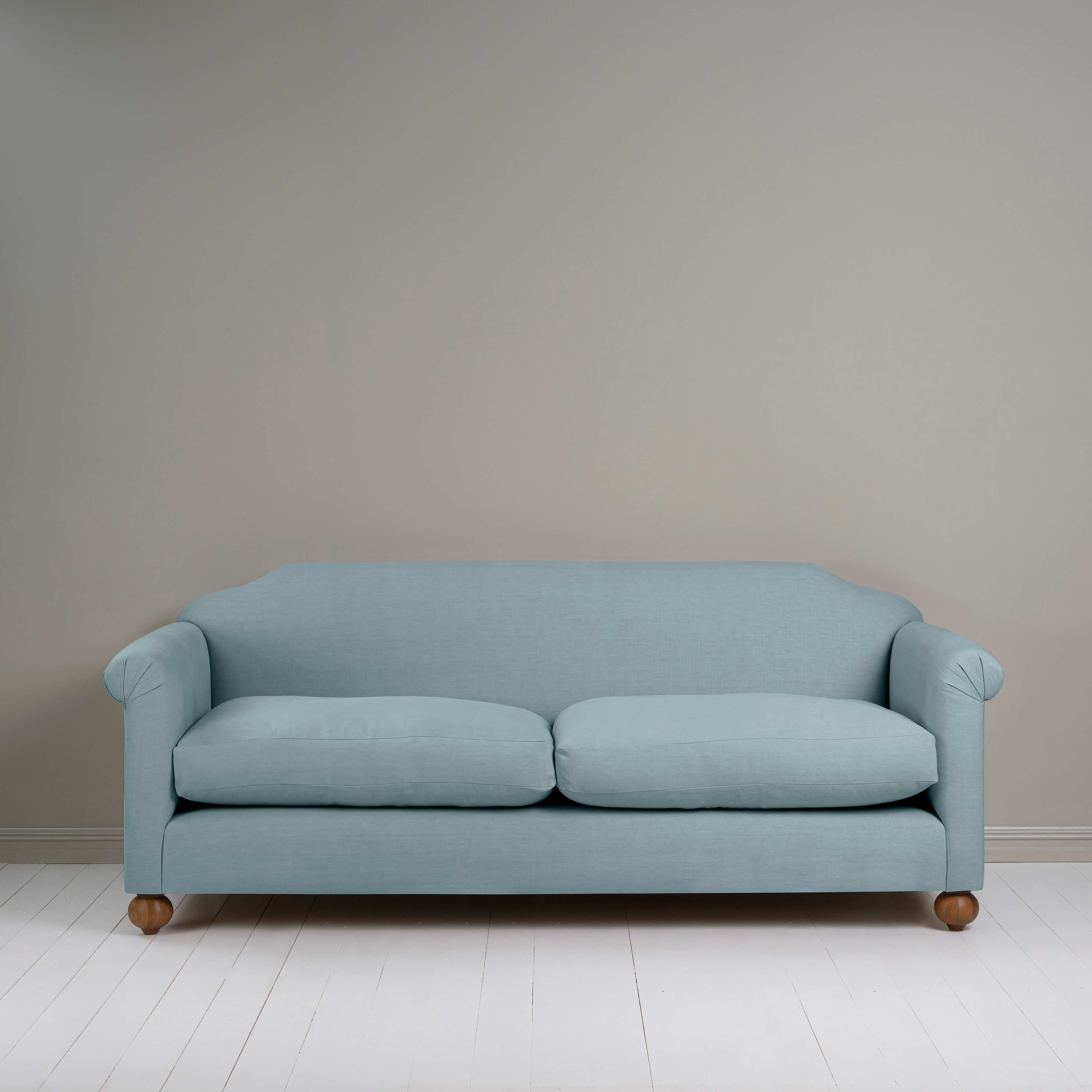  Dolittle 4 seater Sofa in Laidback Linen Cerulean, Front View - Nicola Harding 