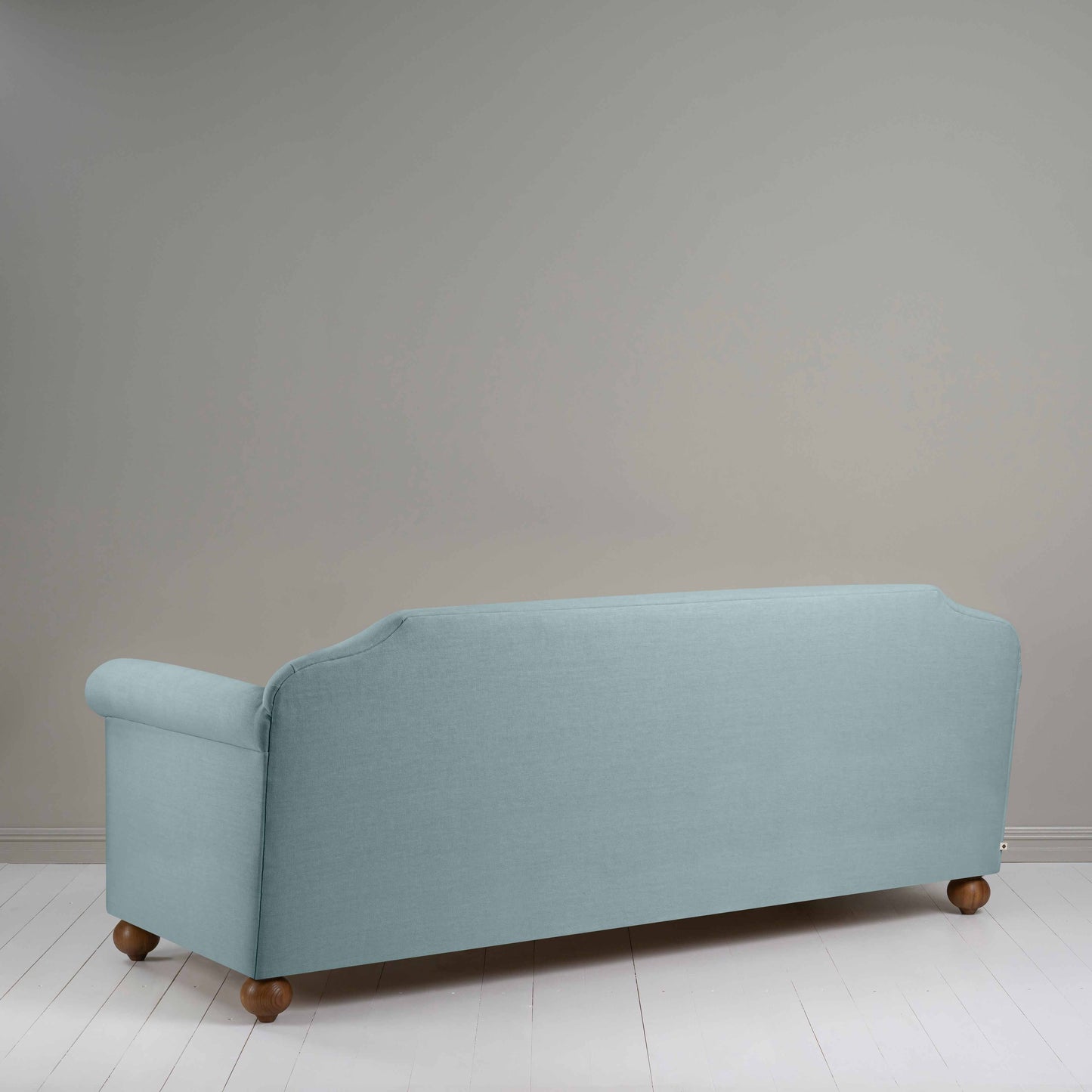 Dolittle 4 seater Sofa in Laidback Linen Cerulean, Back View - Nicola Harding