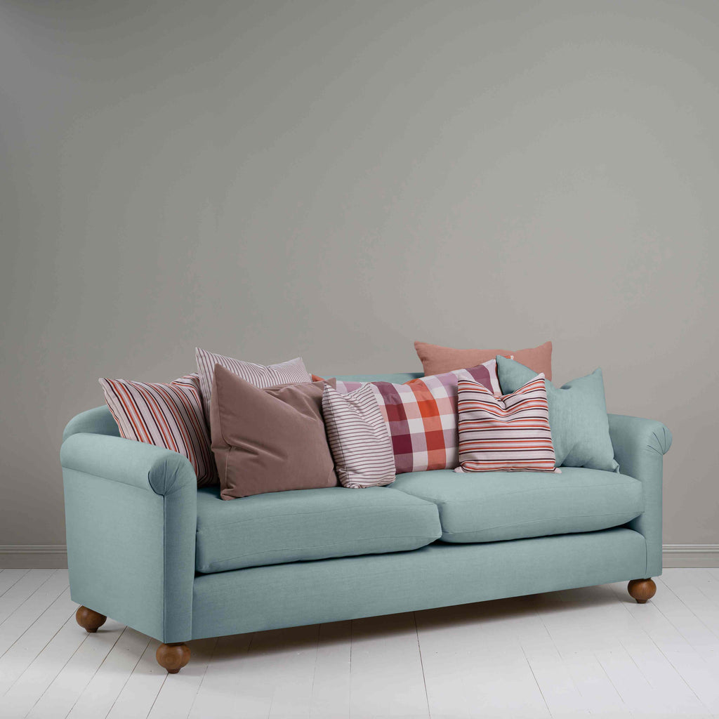  Dolittle 4 seater Sofa in Laidback Linen Cerulean, With Eight Aesthetic NiX Cushions - Nicola Harding 