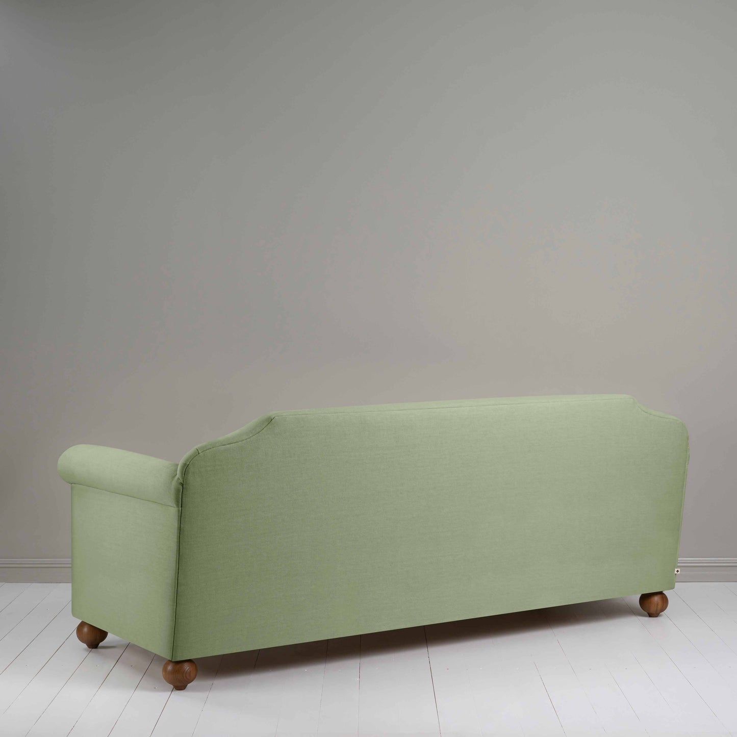 Dolittle 4 seater Sofa in Laidback Linen Moss, Back View - Nicola Harding