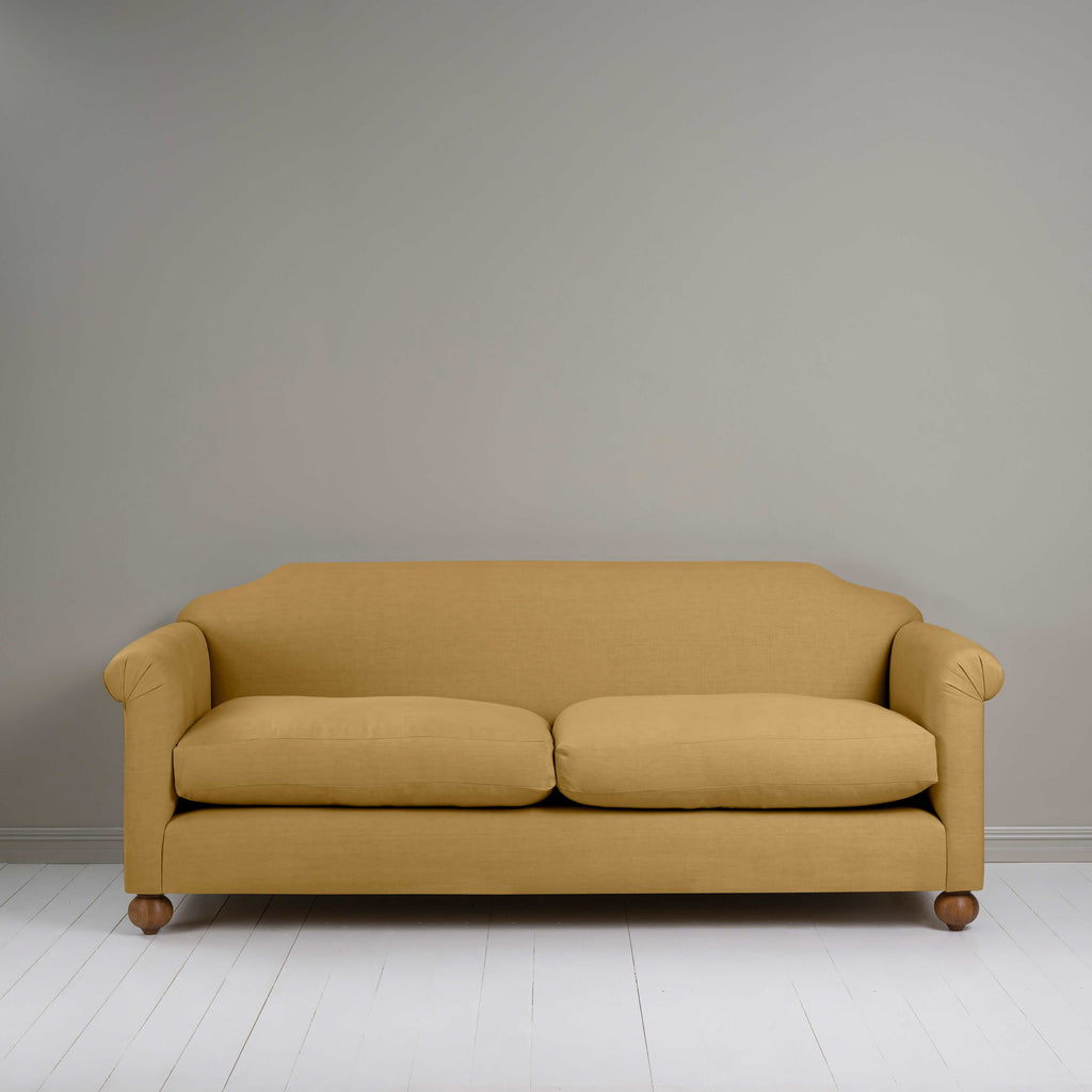  Dolittle 4 seater Sofa in Laidback Linen Ochre, Front View - Nicola Harding 