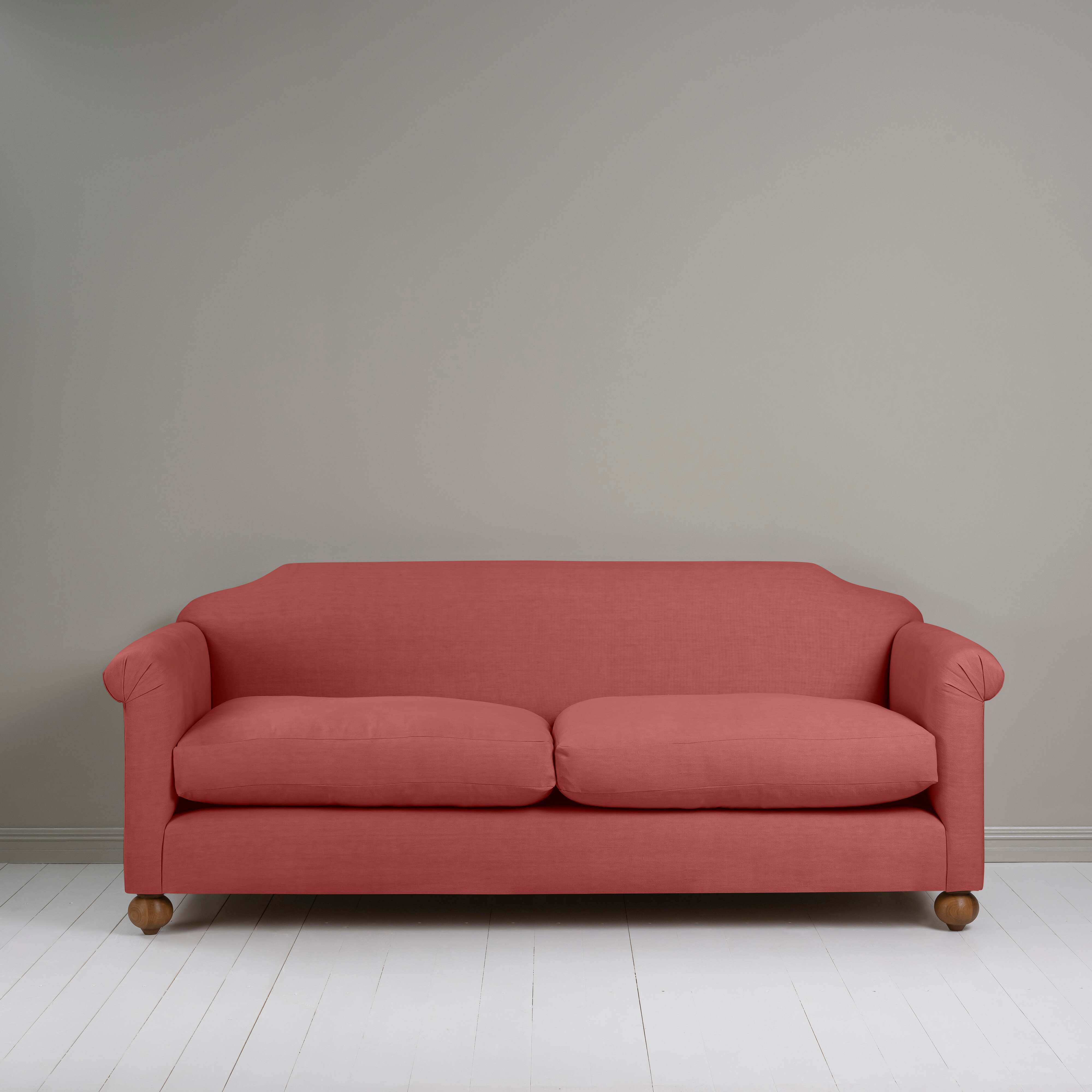  Dolittle 4 seater Sofa in Laidback Linen Rouge, Front View - Nicola Harding 