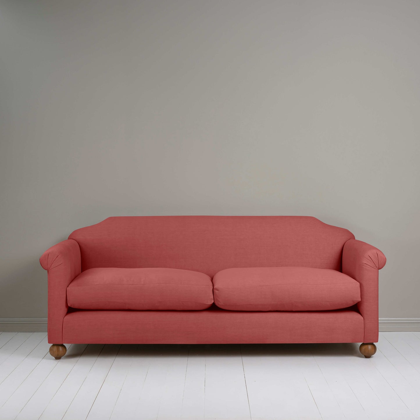 Dolittle 4 seater Sofa in Laidback Linen Rouge, Front View - Nicola Harding