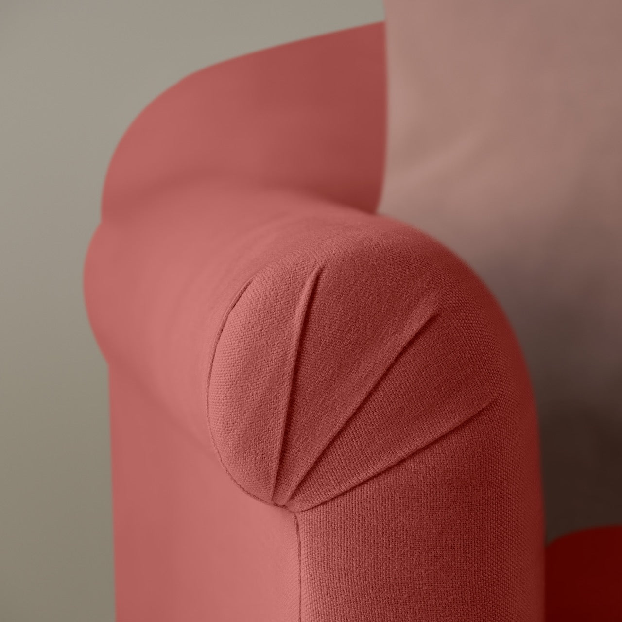  Dolittle 4 seater Sofa in Laidback Linen Rouge, Arm Design Closeup - Nicola Harding 