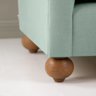  Dolittle 4 seater Sofa in Laidback Linen Sky, Round Wooden Feet Closeup - Nicola Harding 