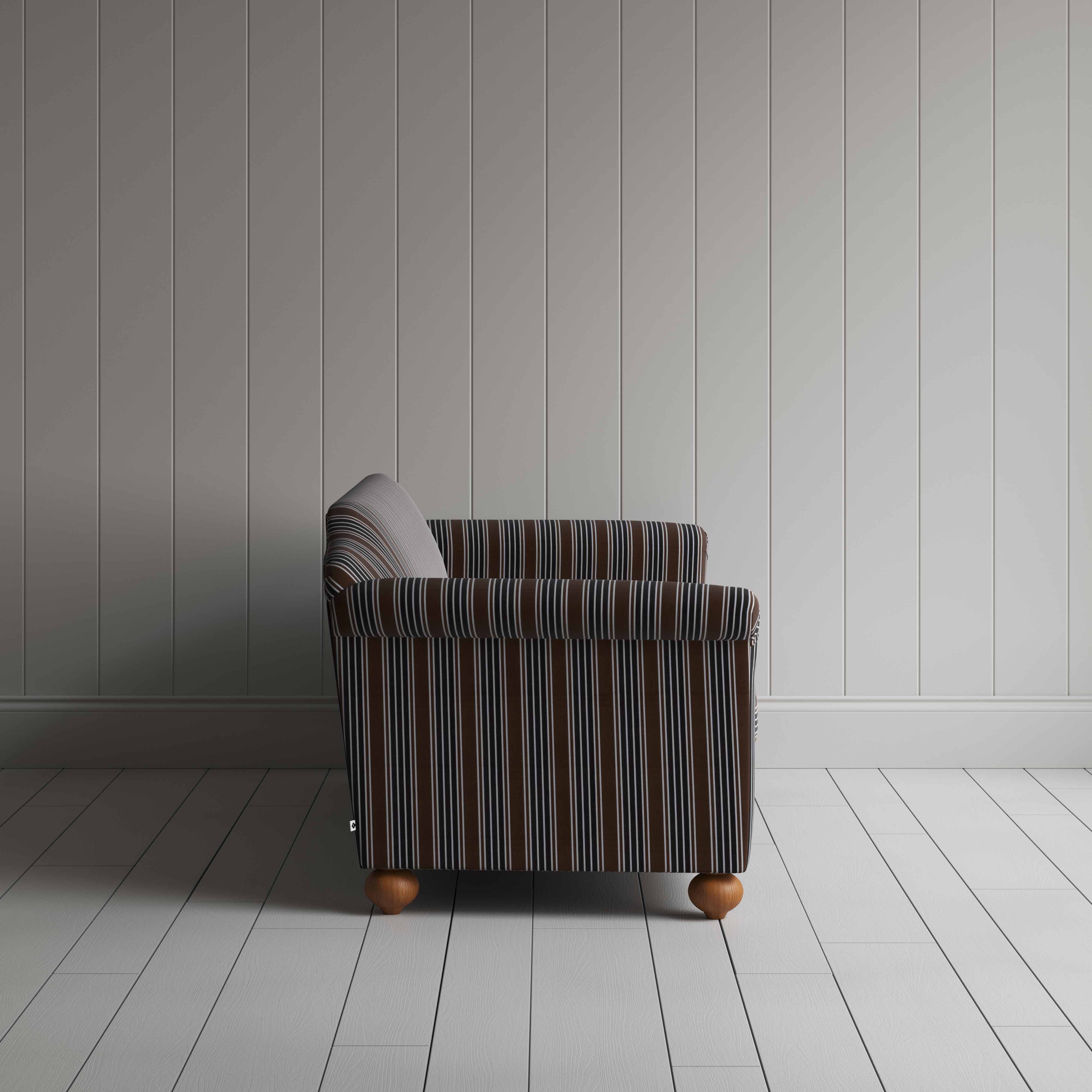  Dolittle 4 Seater Sofa in Regatta Cotton, Charcoal, Side View - Nicola Harding 