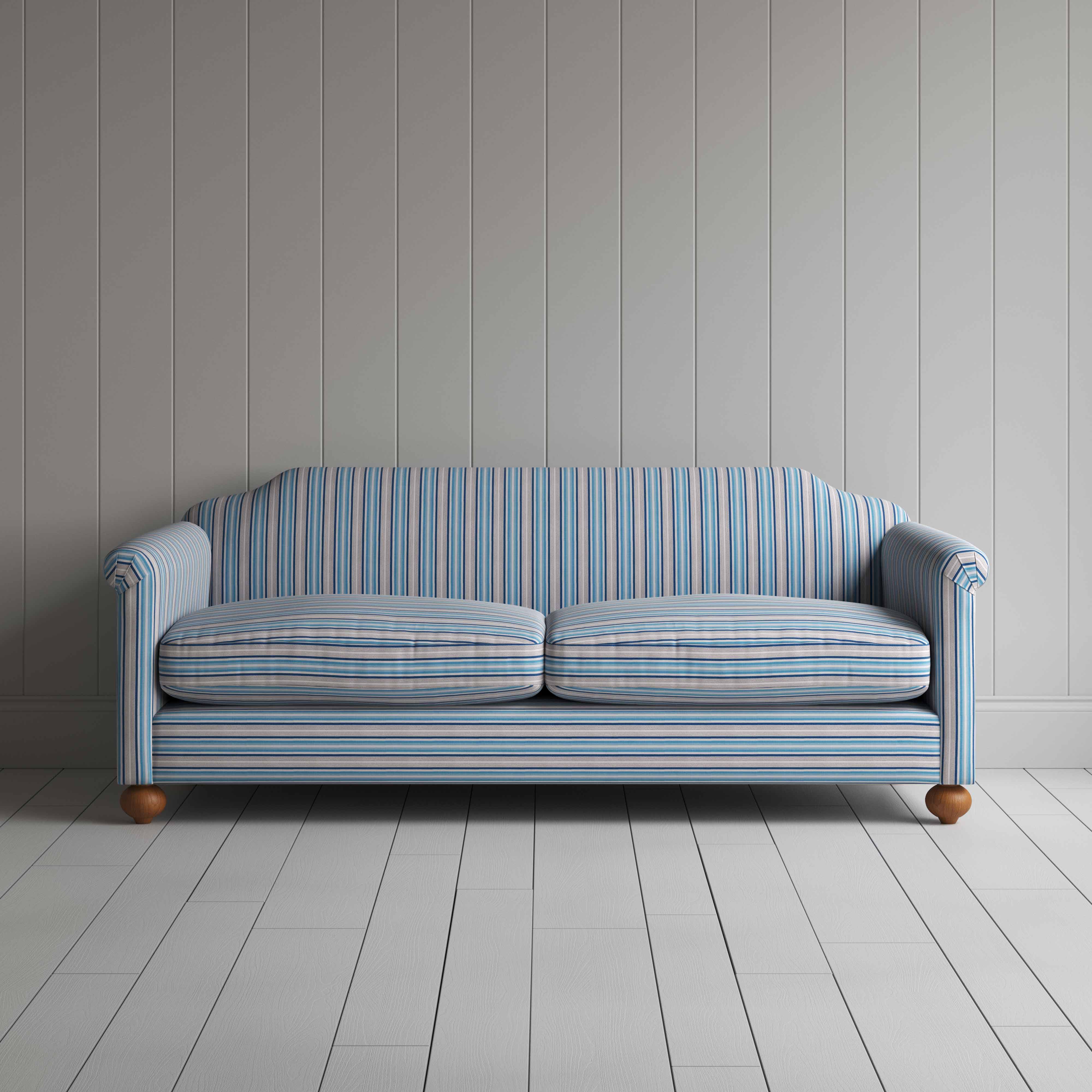  Dolittle 4 Seater Sofa in Slow Lane Cotton Linen, Blue - Nicola Harding 