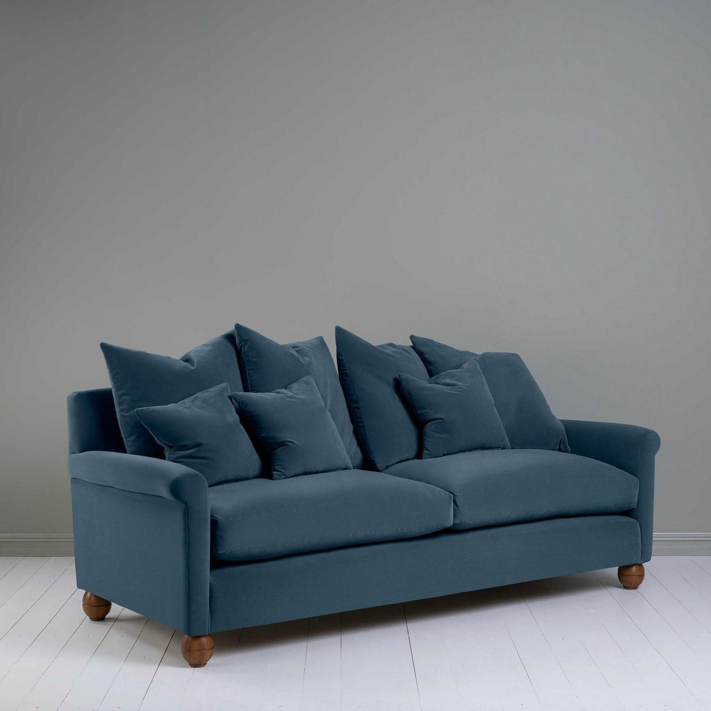 Idler 4 seater sofa in Intelligent Velvet Aegean - Nicola Harding