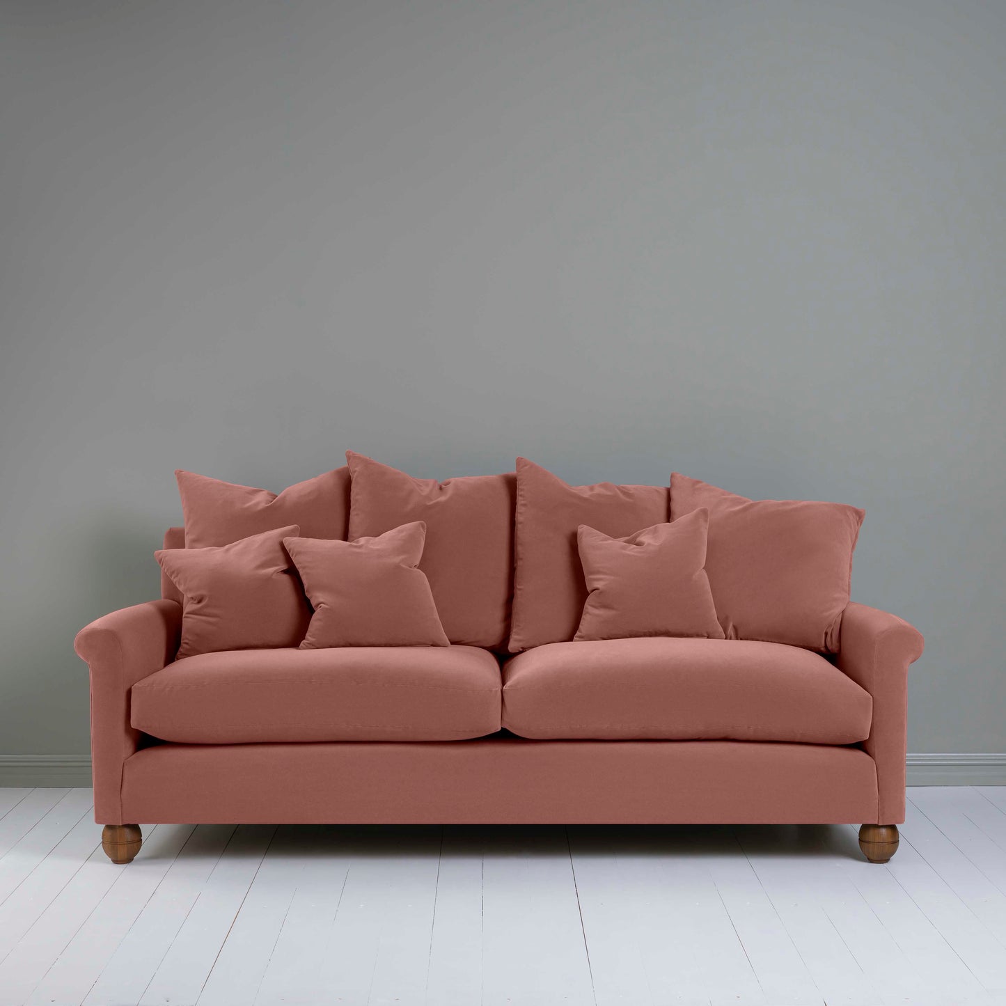 Idler 4 seater sofa in Intelligent Velvet Damson - Nicola Harding