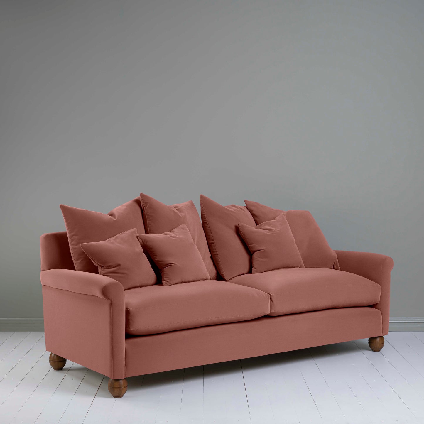 Idler 4 seater sofa in Intelligent Velvet Damson - Nicola Harding