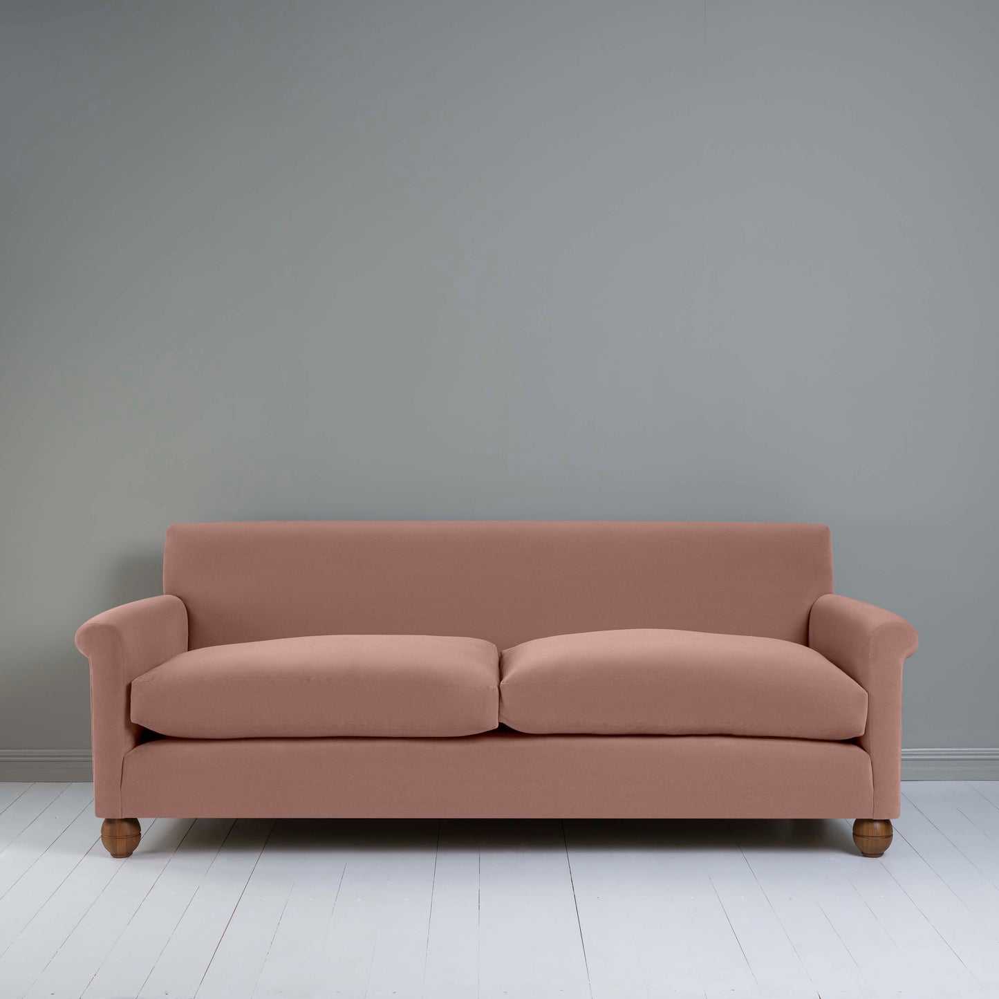 Idler 4 seater sofa in Intelligent Velvet Dusky Pink - Nicola Harding