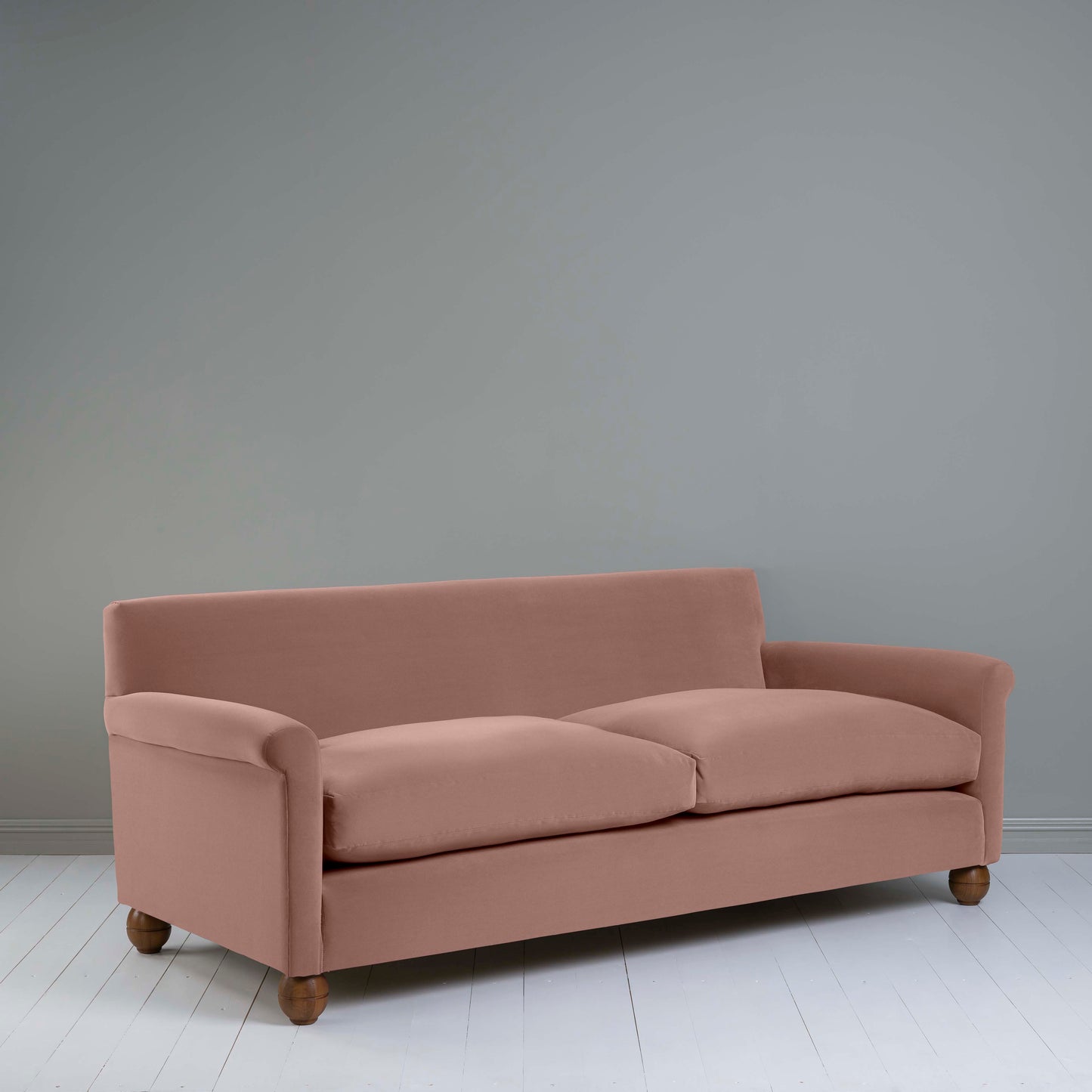 Idler 4 seater sofa in Intelligent Velvet Dusky Pink - Nicola Harding