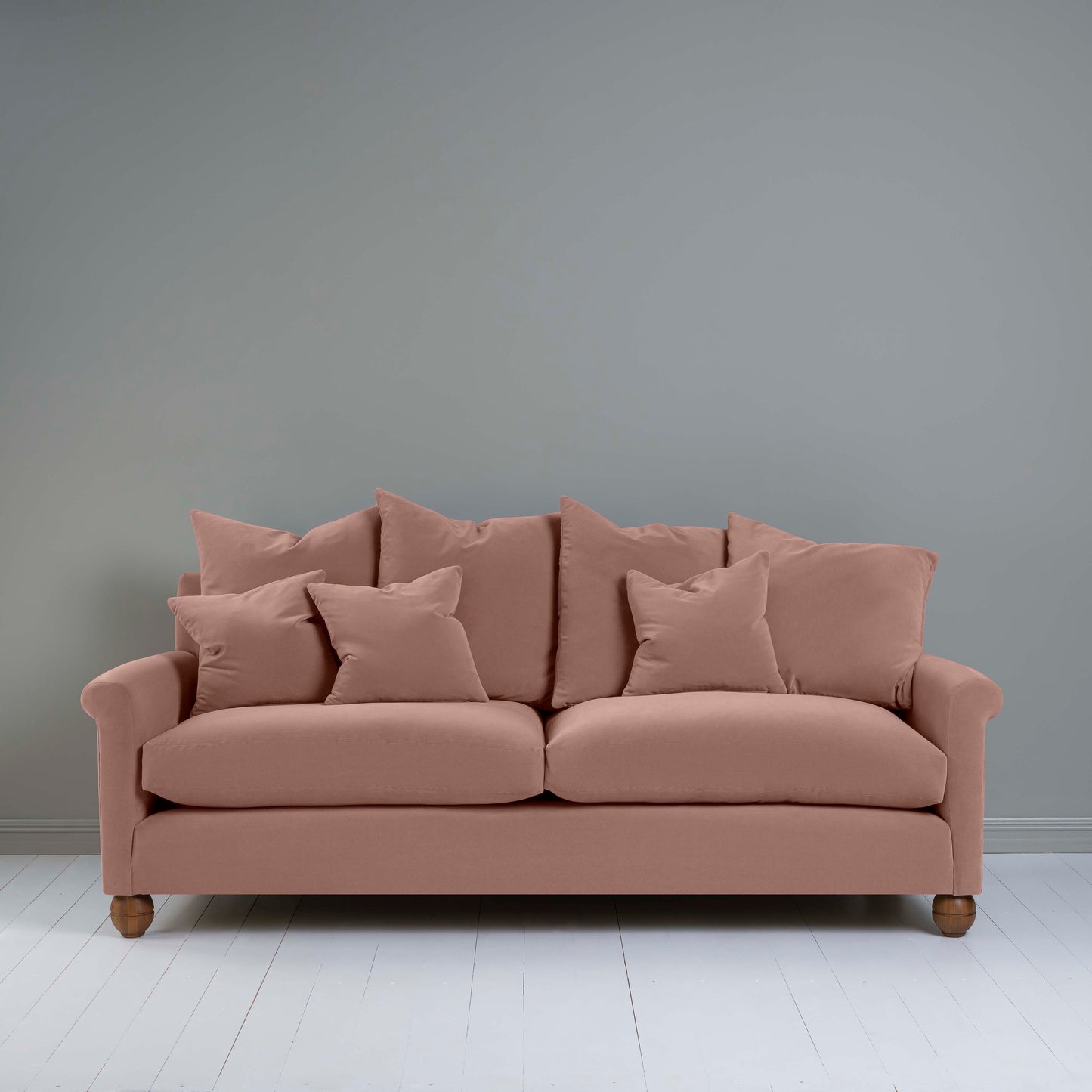 Idler 4 seater sofa in Intelligent Velvet Dusky Pink - Nicola Harding