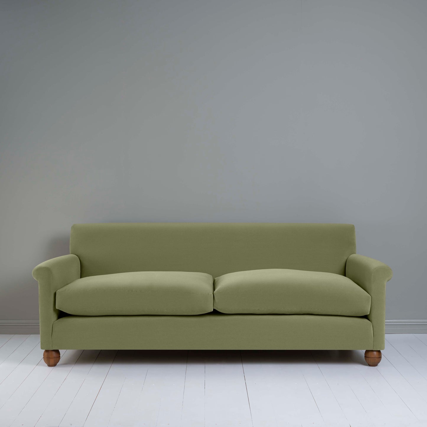 Idler 4 seater sofa in Intelligent Velvet Green Tea - Nicola Harding