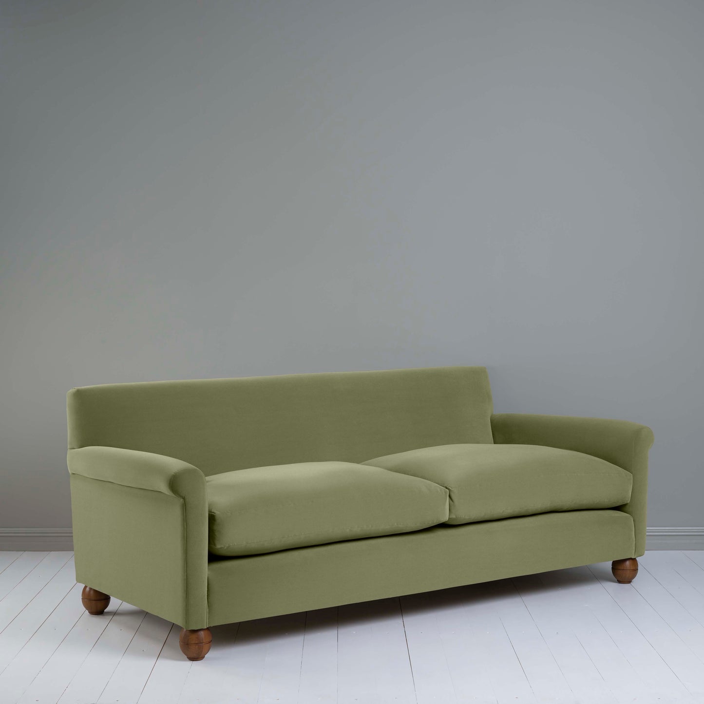 Idler 4 seater sofa in Intelligent Velvet Green Tea - Nicola Harding