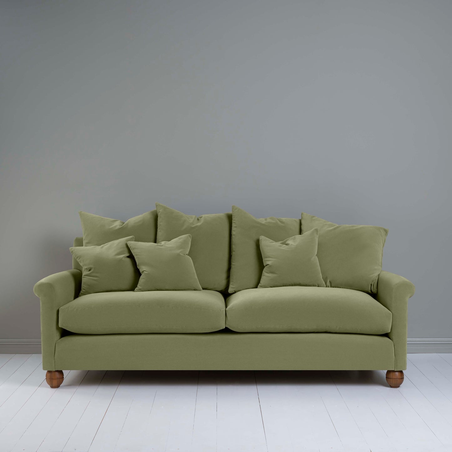 Idler 4 seater sofa in Intelligent Velvet Green Tea - Nicola Harding