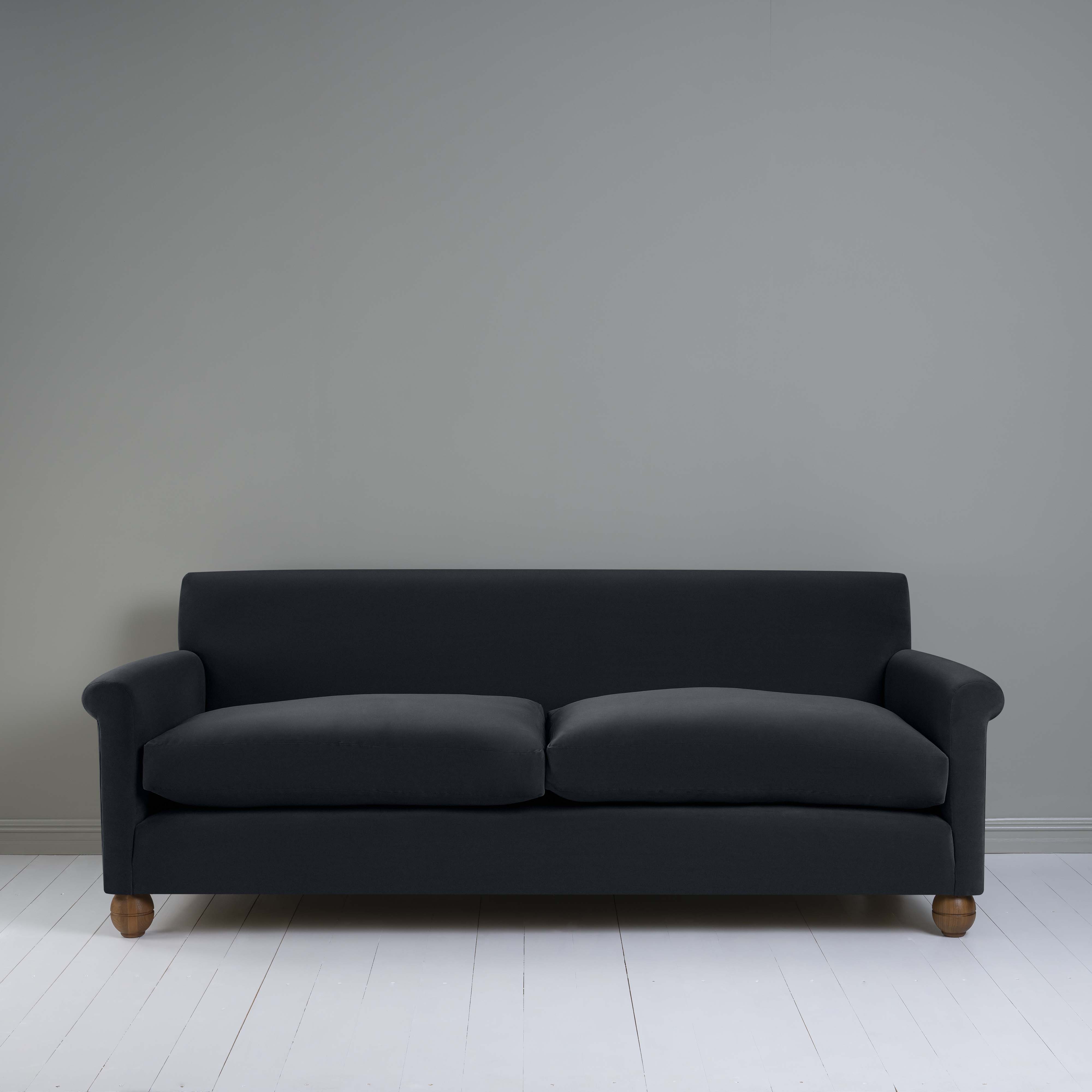  Idler 4 seater sofa in Intelligent Velvet Onyx - Nicola Harding 