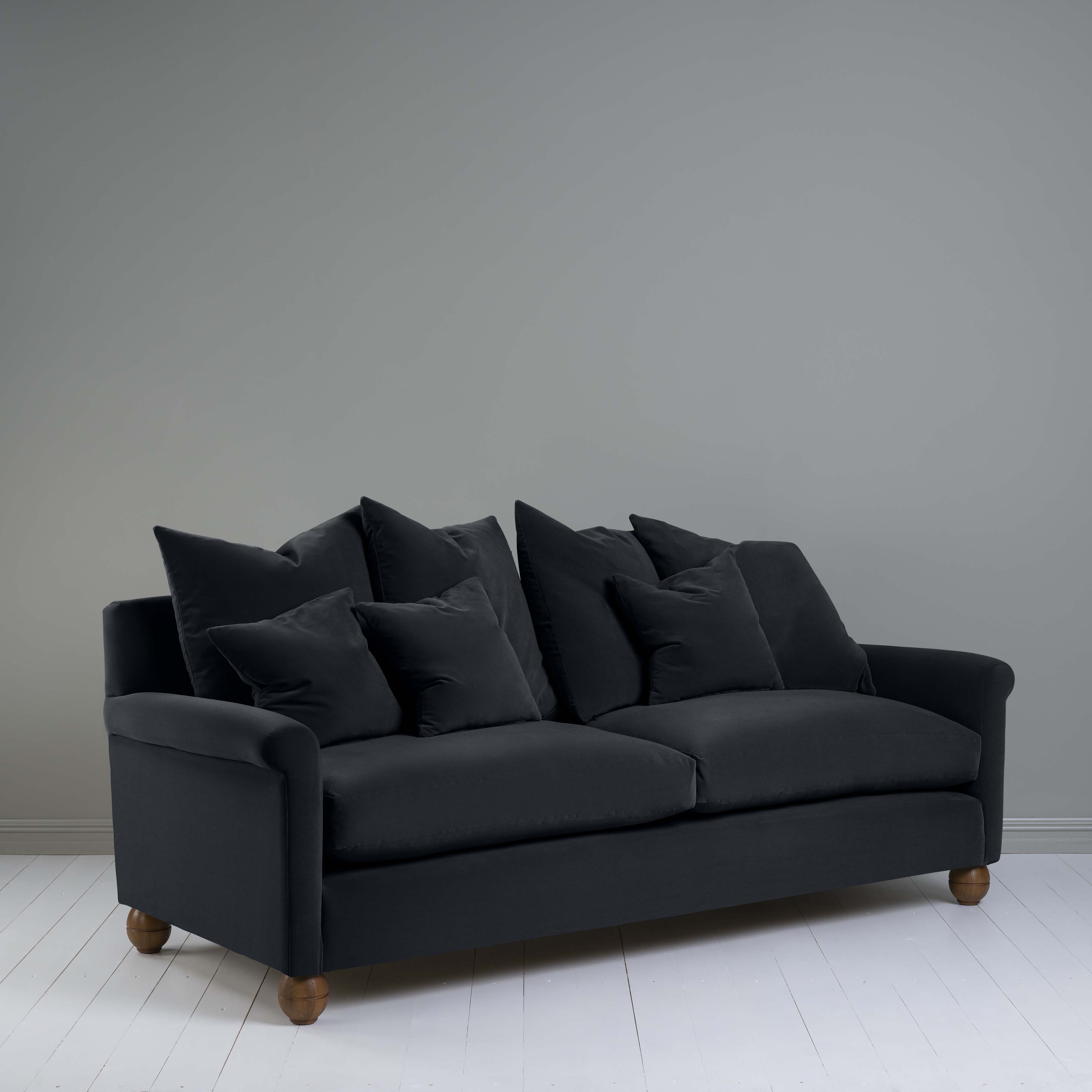  Idler 4 seater sofa in Intelligent Velvet Onyx - Nicola Harding 