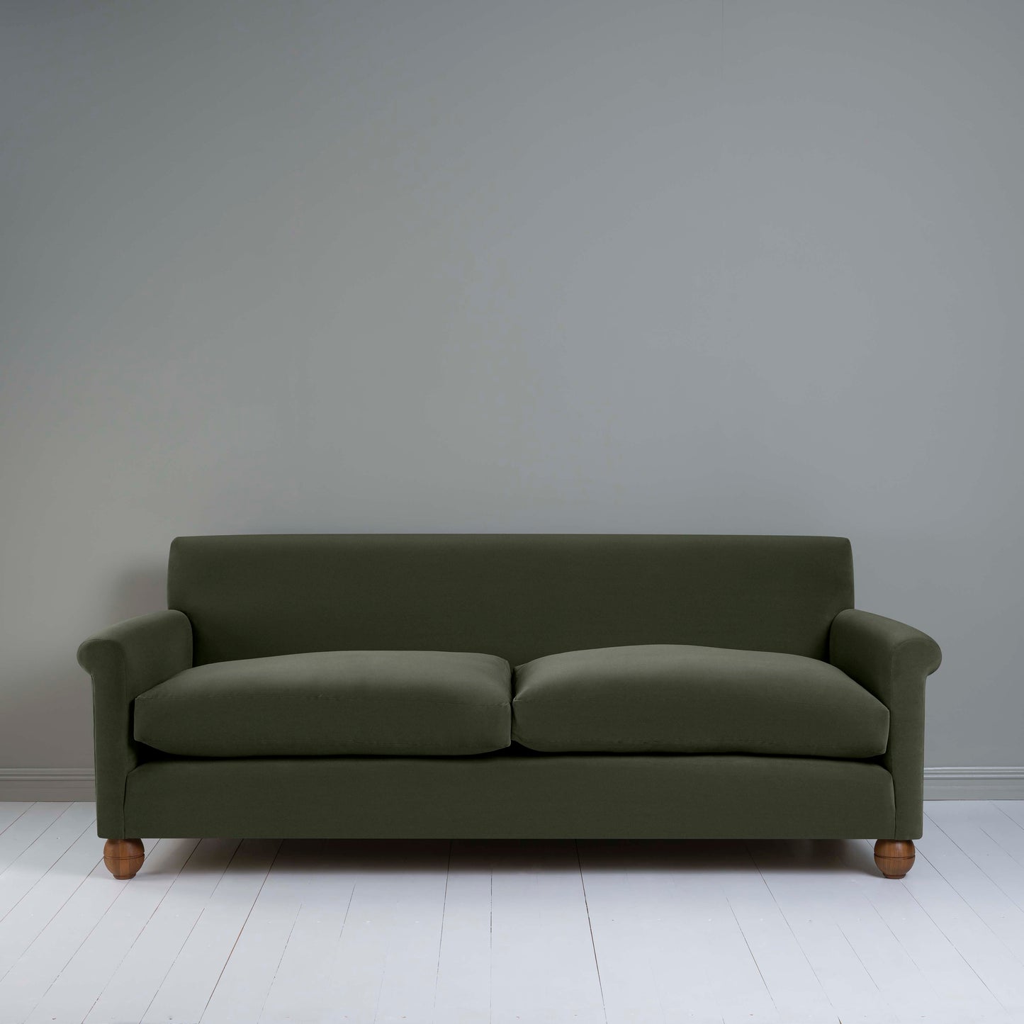 Idler 4 seater sofa in Intelligent Velvet Seaweed - Nicola Harding