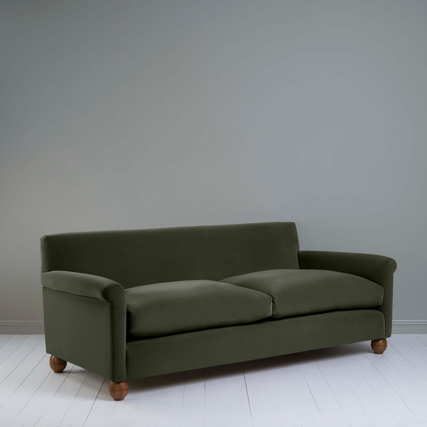 Idler 4 seater sofa in Intelligent Velvet Seaweed - Nicola Harding