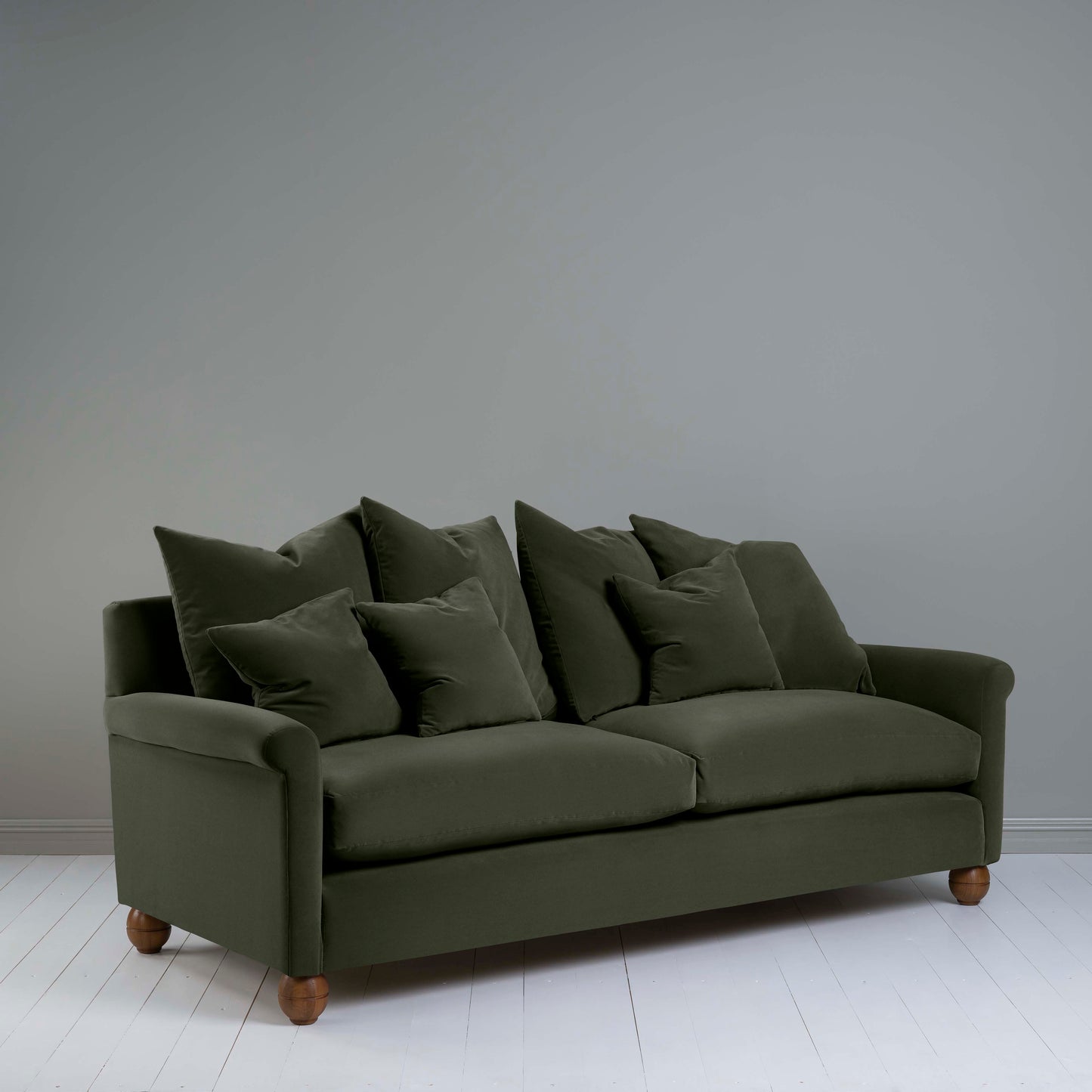 Idler 4 seater sofa in Intelligent Velvet Seaweed - Nicola Harding