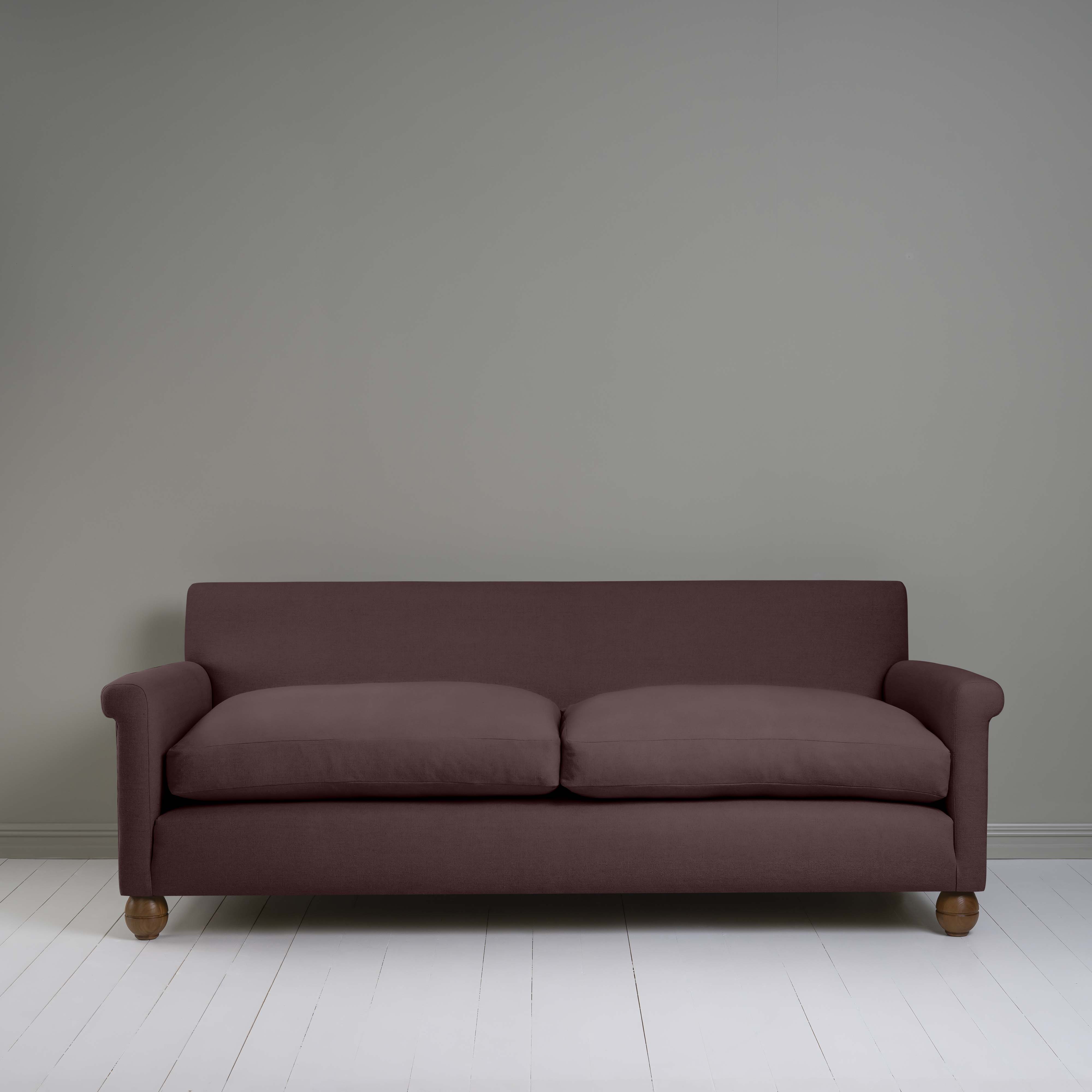  Idler 4 seater sofa in Laidback Linen Damson - Nicola Harding 