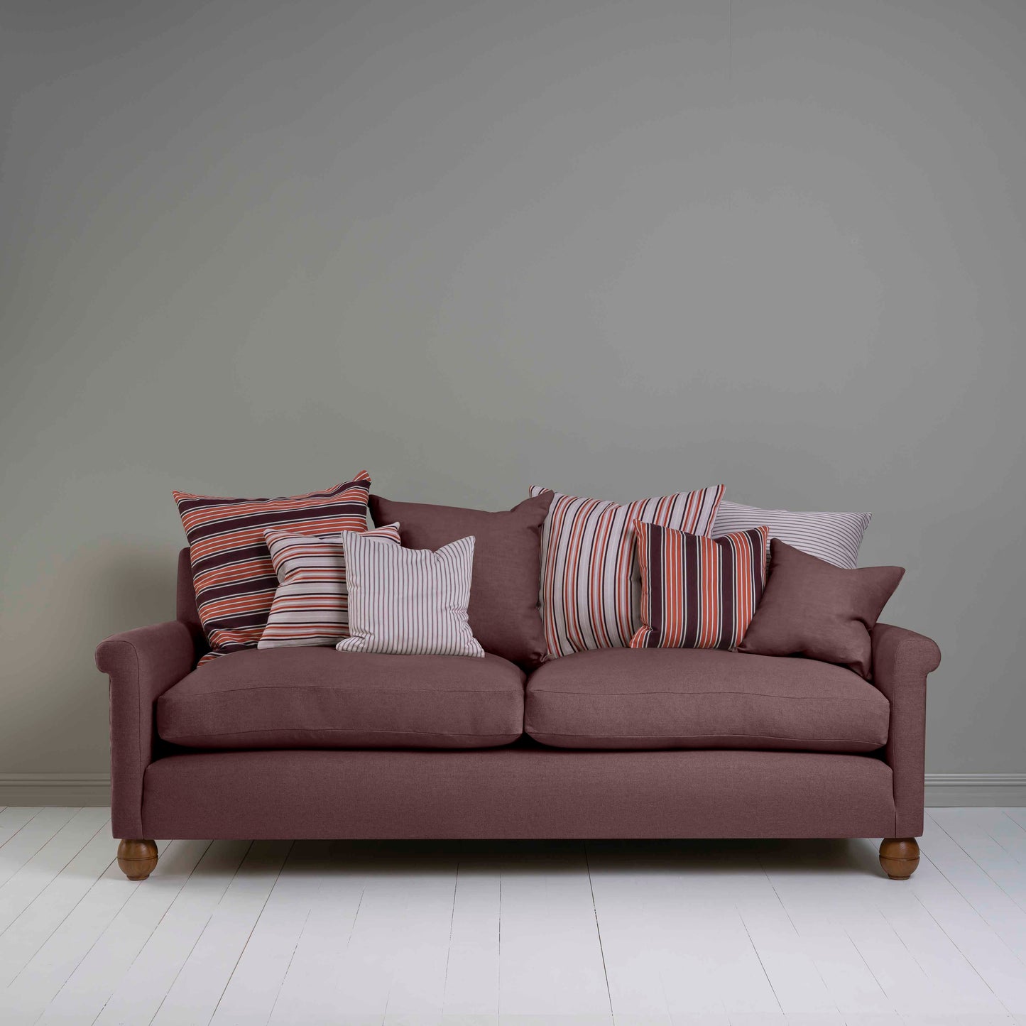 Idler 4 seater sofa in Laidback Linen Damson - Nicola Harding