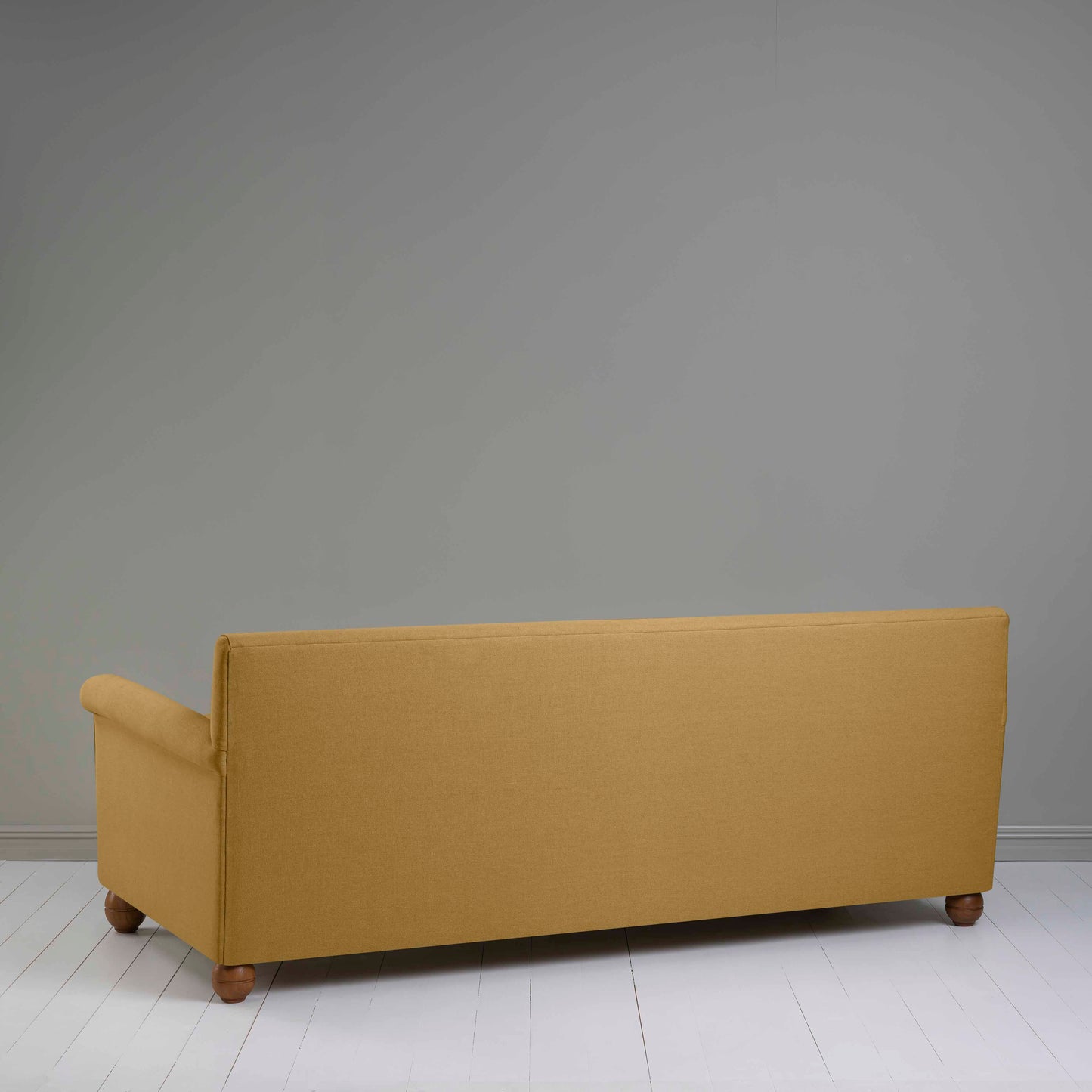 Back View of 4 seater sofa in Laidback Linen Ochre - Nicola Harding & Co.