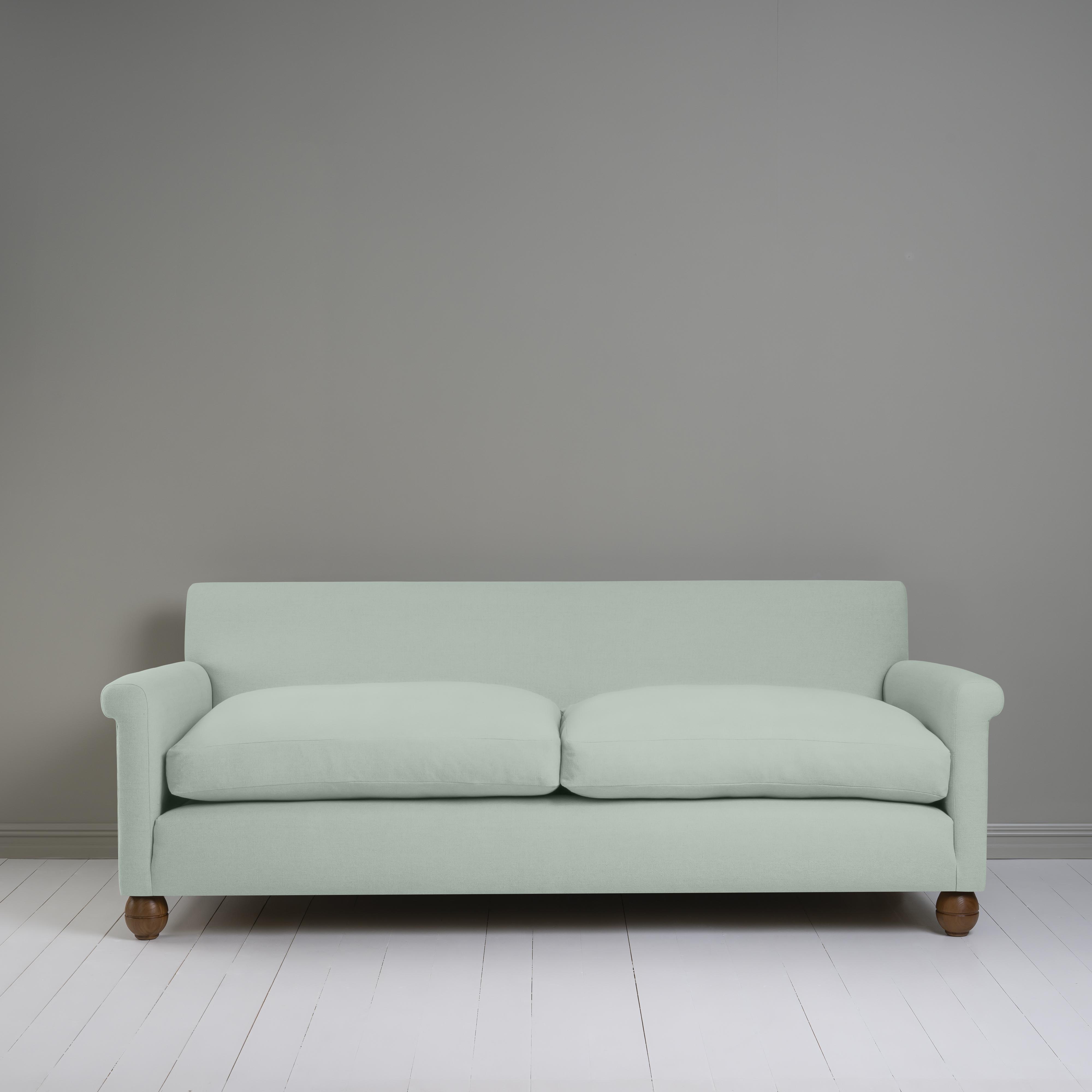  Front View of 4 seater sofa in Laidback Linen Sky - Nicola Harding & Co. 