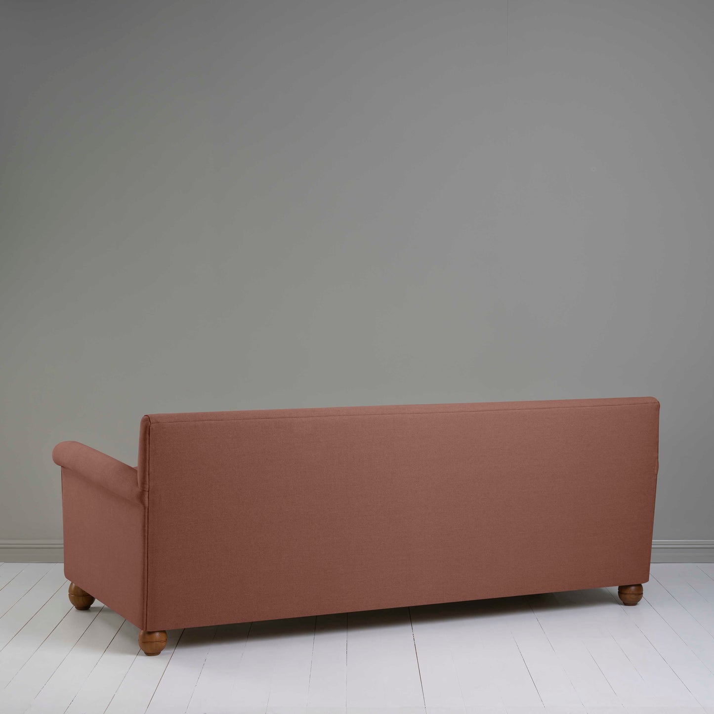 Back View of Idler 4 seater sofa in Laidback Linen Sweet Briar - Nicola Harding & Co.