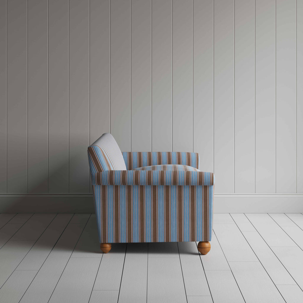  Side View of Idler 4 Seater Sofa in Regatta Cotton, Blue - Nicola Harding 