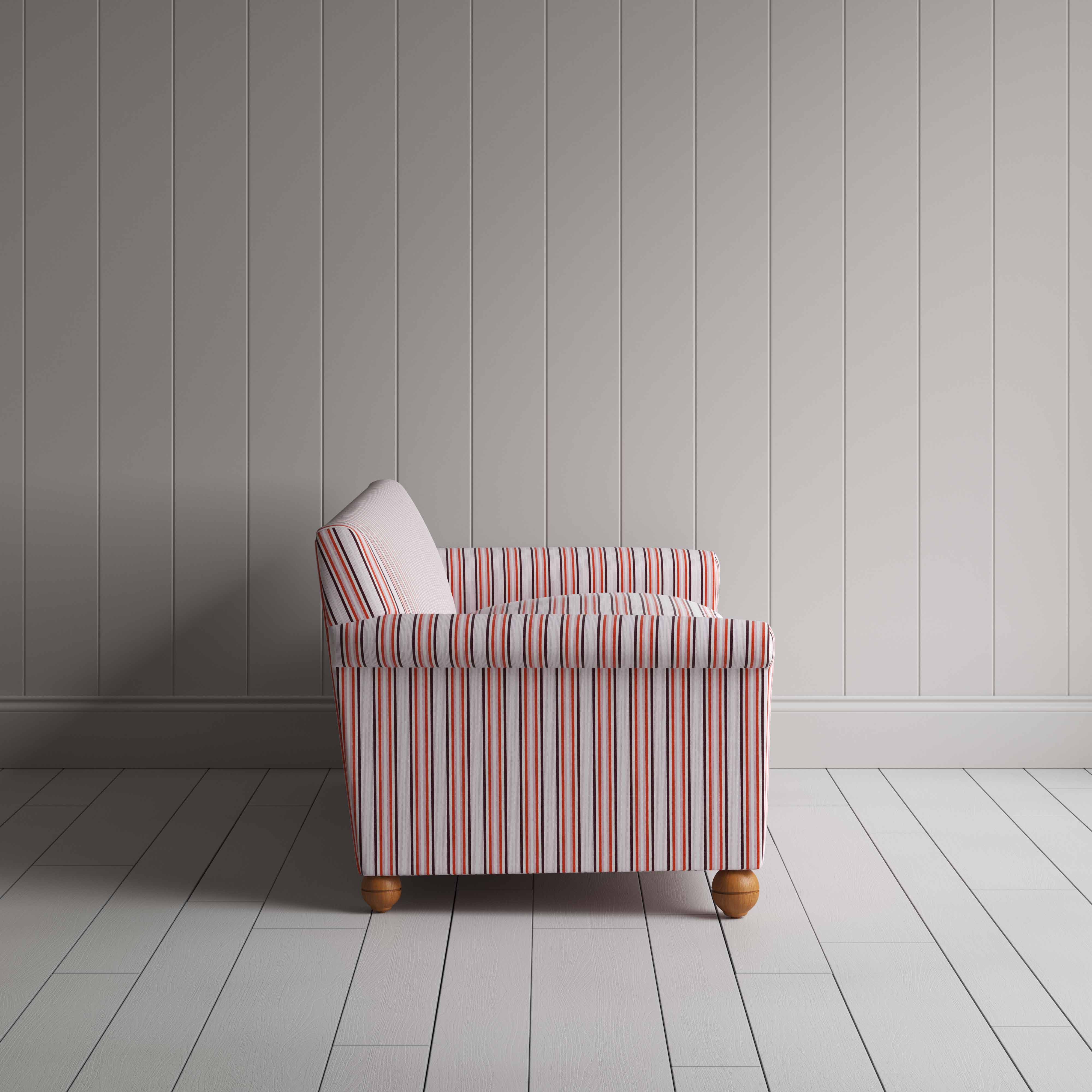  Side View of Idler 4 Seater Sofa in Slow Lane Cotton Linen, Berry - Nicola Harding 