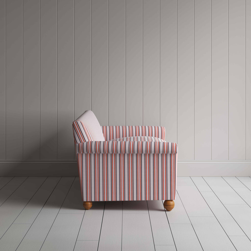  Side View of Idler 4 Seater Sofa in Slow Lane Cotton Linen, Berry - Nicola Harding 