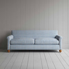 Front View of 4 Seater Sofa in Square Deal Cotton, Blue Brown - Nicola Harding 