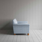  Side View of 4 Seater Sofa in Square Deal Cotton, Blue Brown - Nicola Harding 