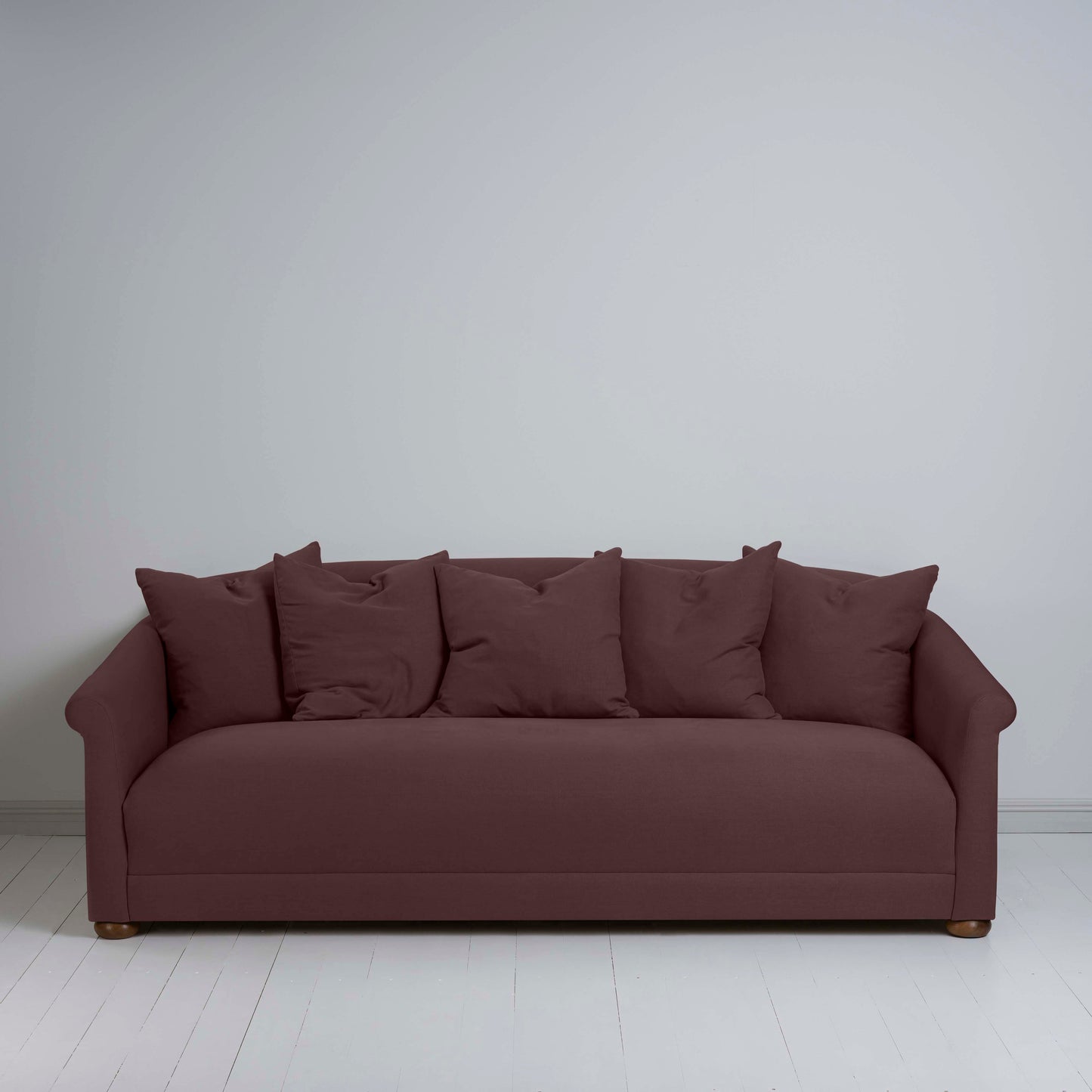 More the Merrier 4 Seater Sofa in Laidback Linen Damson - Nicola Harding