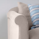  Arm Design Closeup of 4 Seater Sofa in Laidback Linen Pearl Grey Manufactured By NiX in London 