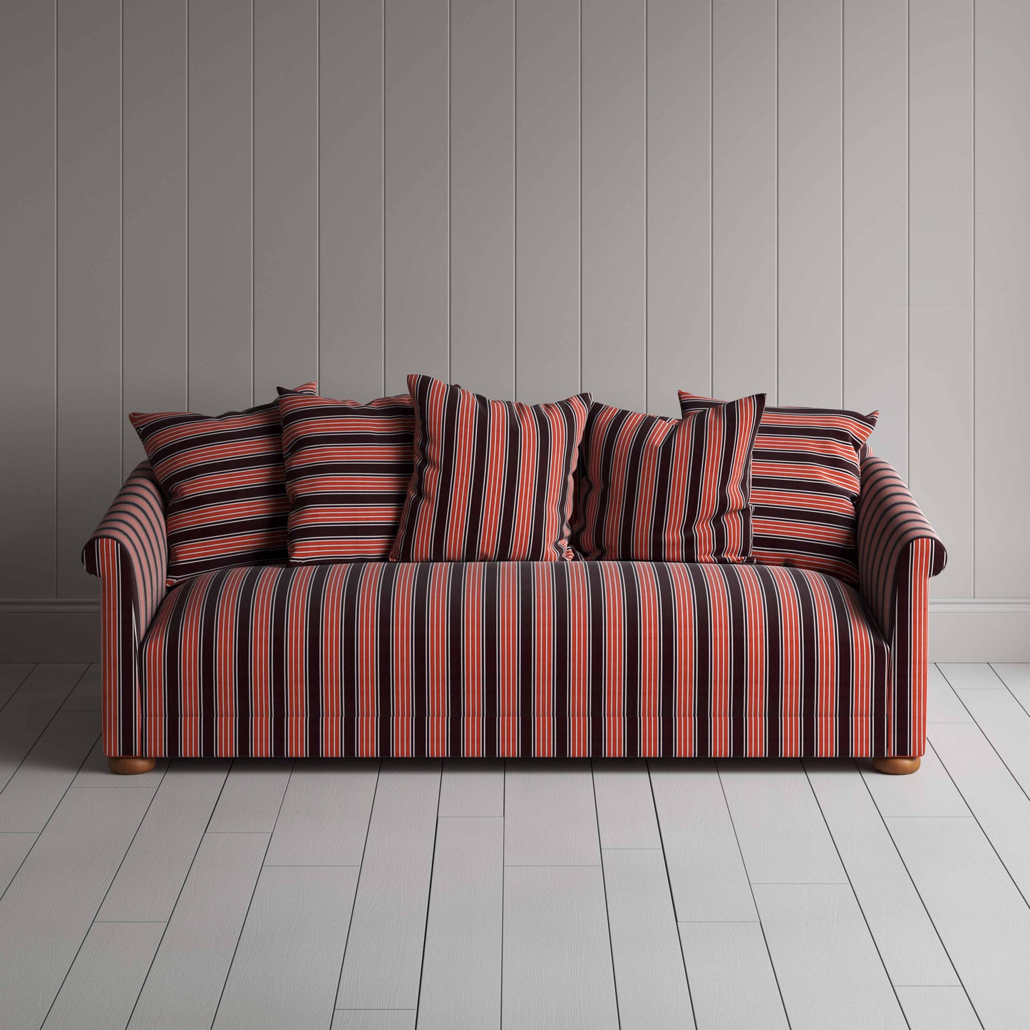 More the Merrier 4 Seater Sofa in Regatta Cotton, Flame - Nicola Harding