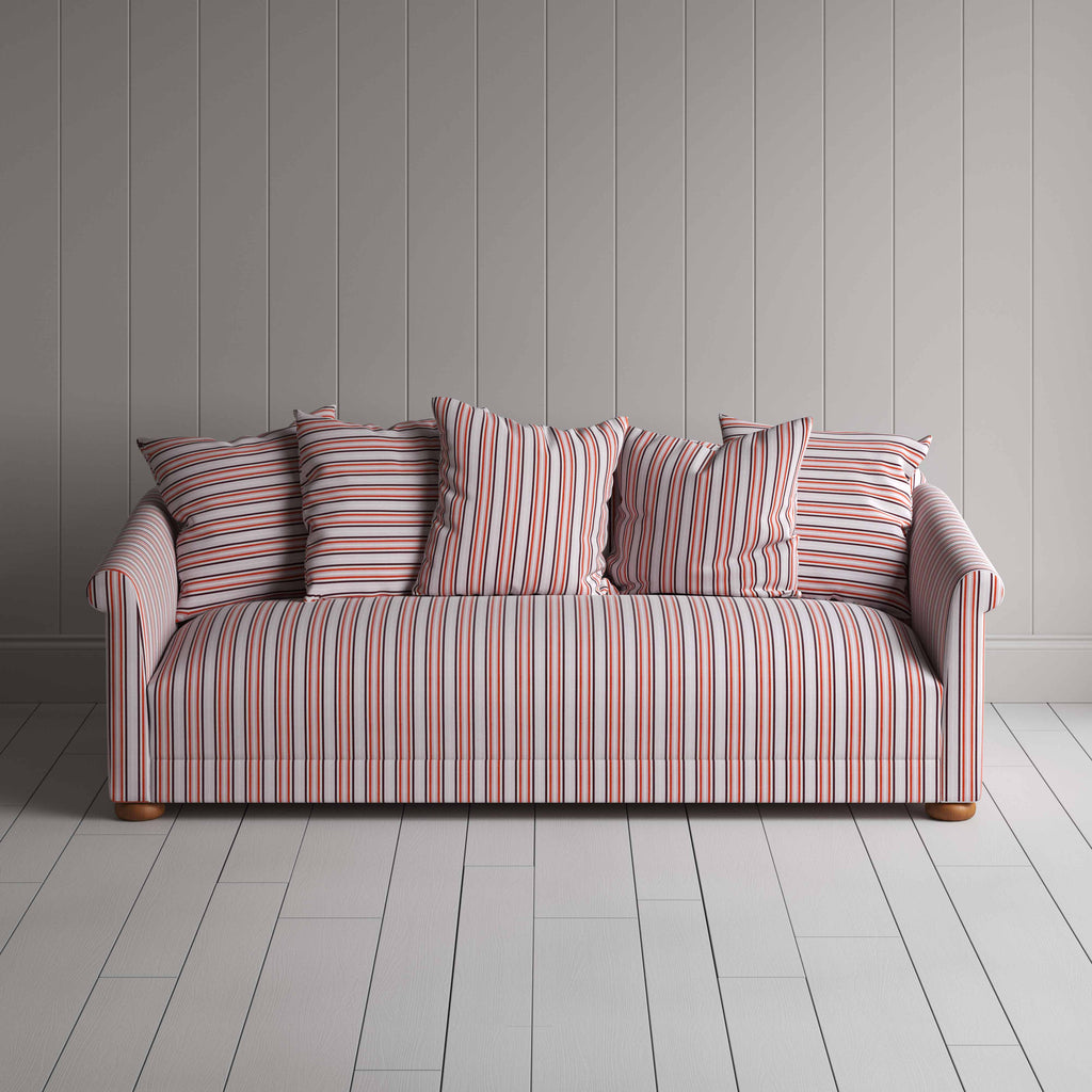  More the Merrier 4 Seater Sofa in Slow Lane Cotton Linen, Berry - Nicola Harding 