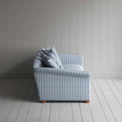  Side view of 4 Seater Sofa in Square Deal Cotton, Blue Brown - Nicola Harding 