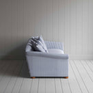  Side View of 4 Seater Sofa in Ticking Cotton, Aqua Brown - Nicola Harding 