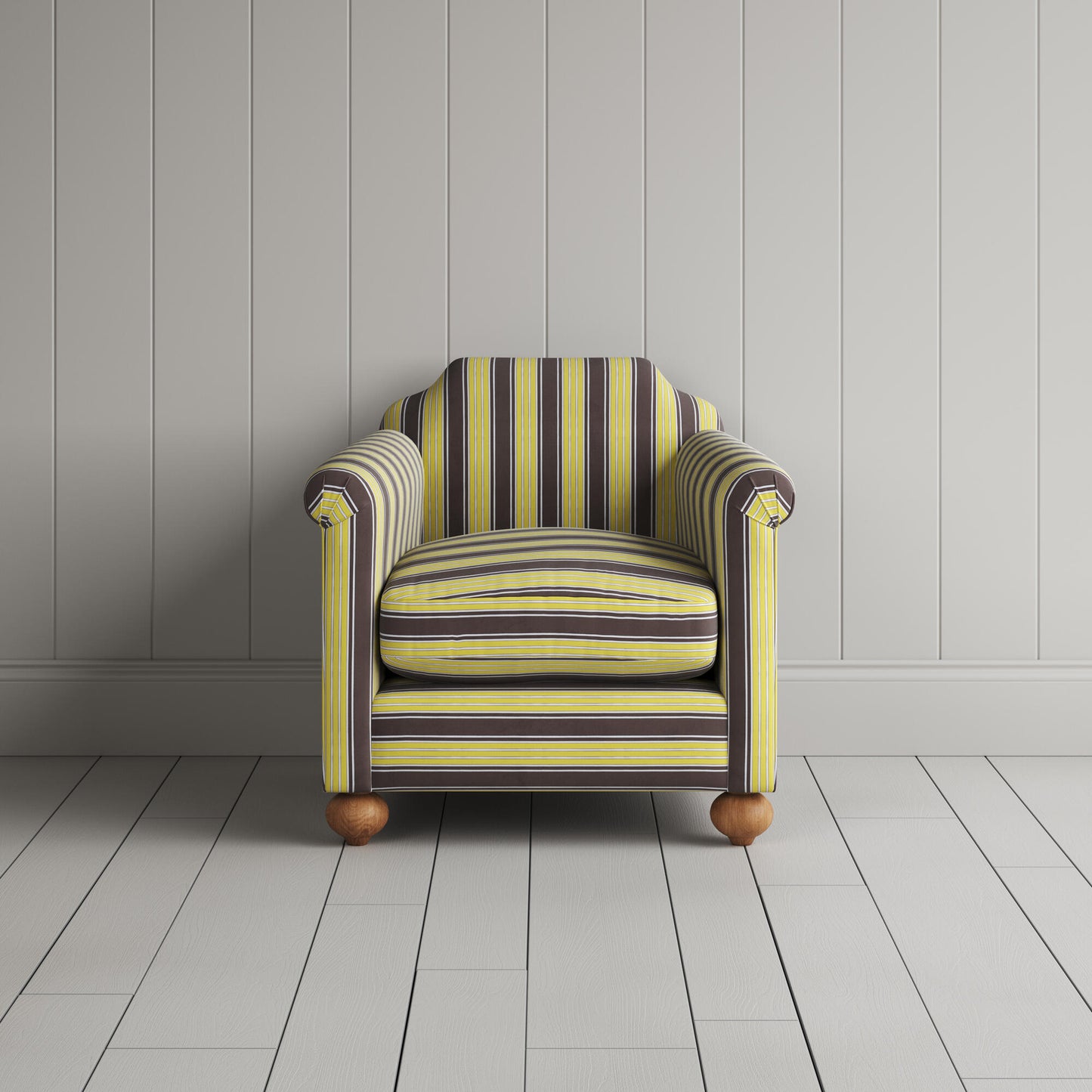 Front View of Dolittle Armchair in Regatta Cotton, Custard