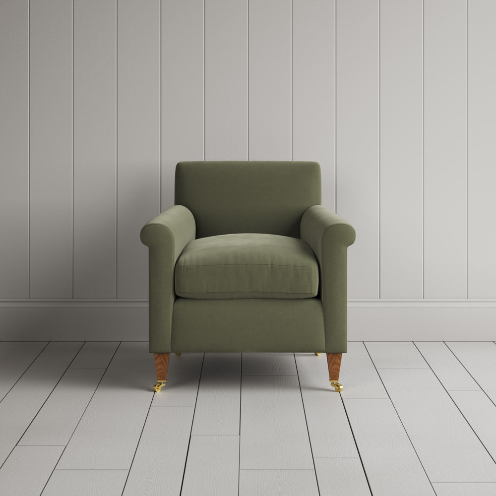 Idler Armchair in Intelligent Velvet Green Tea