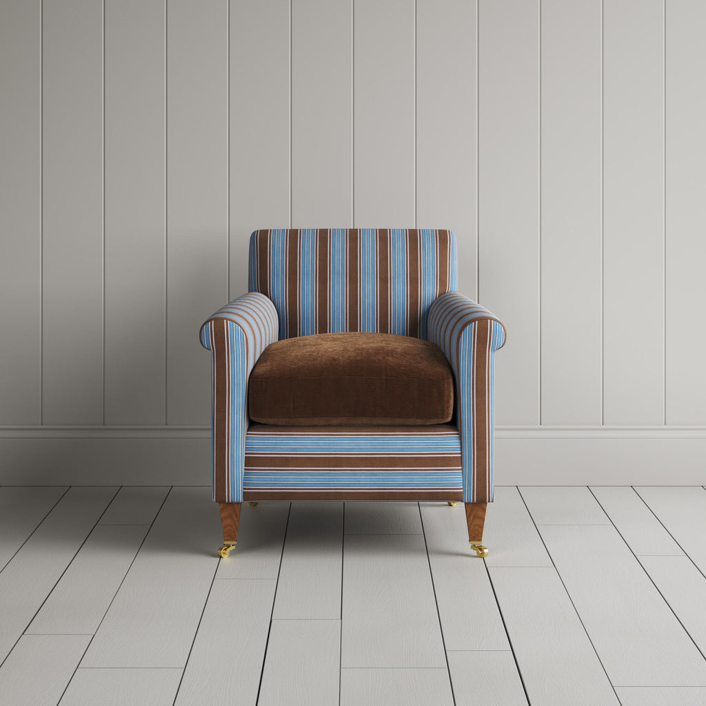  Idler Armchair in Regatta Blue Frame and Classic Corduroy Tobacco Seat 