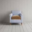Idler Armchair in Ticking Aqua Brown Frame and Classic Corduroy Stone Beige Seat