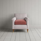 Idler Armchair in Ticking Berry Frame and Intelligent Velvet Damson Seat